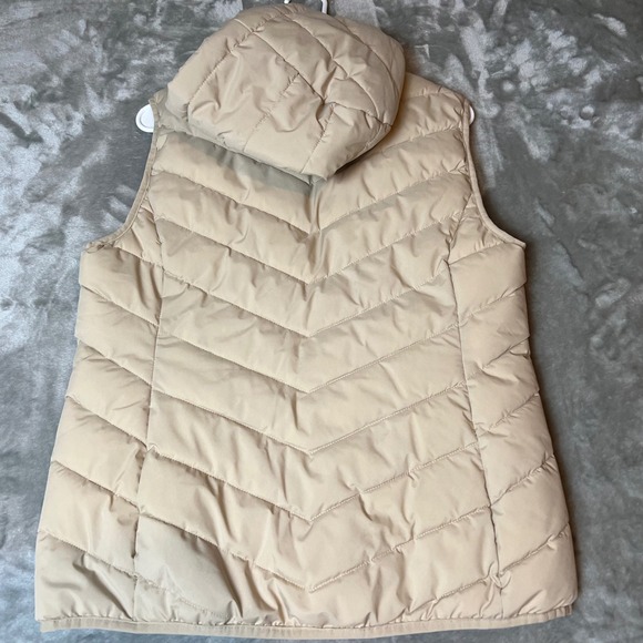 Lauren Ralph Lauren Quilted Puffer Vest Hooded Zip Front Beige Women's Medium - Picture 6 of 6